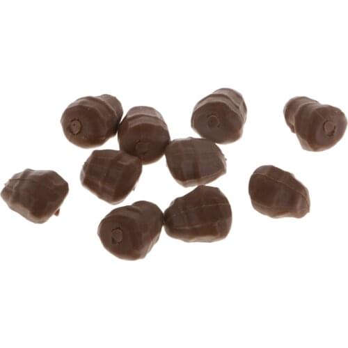 10pcs Fishing Baits Pop Up Tiger Nuts Imitation Bait For Carp Fishing Brown