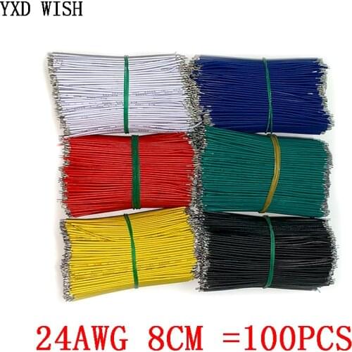 100PCS/Lot Tin-Plated Breadboard PCB Solder Cable 24AWG 8cm Fly Jumper Wire Cable Tin Conductor Wires 1007-24AWG Connector Wire