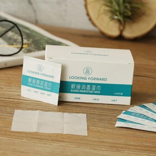 100pcs Glasses Cleaner Wet Wipes Cleaning Lens Disposable Anti Fog Misting Dust Remover Sunglass Phone Screen Computer Portable