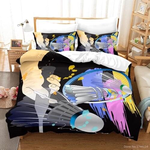 2/3pcs Shuttlecock Badminton Sport Duvet Cover Set Twin Full Queen King Size Bedding Set Bed Linens Bedclothes for Home Bedroom