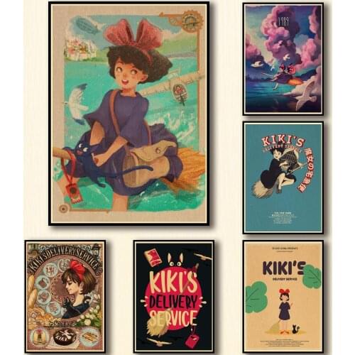 33 Designs Ghibli Movie Kikis Delivery Service Kraftpaper Poster HomeDecal Painting Wall Sticker for Coffee House Bar