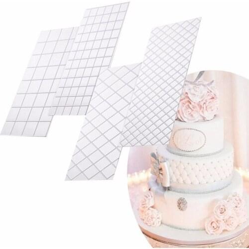 4pc/set Grid Transparent Texture Mat Cake Border Decorating Tools Cake Mold Fondant Cake Flower Shape Lace Baking Tools