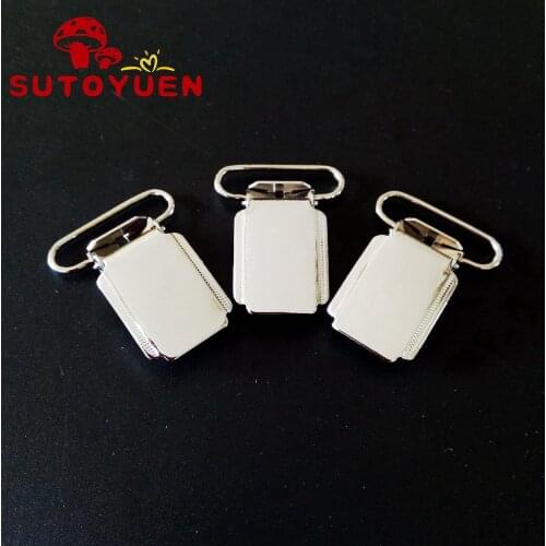 50pcs per lot Square Shaped Metal Suspender Clip with 25mm Wholesale Suspender Clip for Baby Pacifier Soother Holder Clips