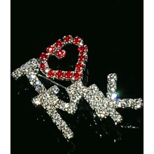 Handmade Word Brooch Pin "I LOVE MaryKay" Words Lapel Pin Souvenir Gift Rhinestone Jewelry&Accessories in Sliver Tone WHOLESALE