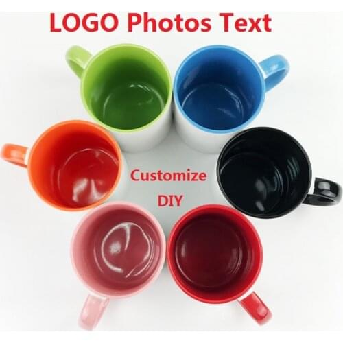 Color inside and handle inside Ceramic cup DIY photo Ceramic mug DIY photo customize picture gifts MAZWEI Daily Store