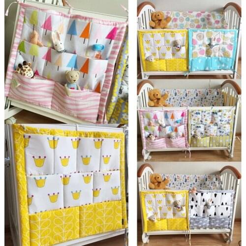 Baby Cot Bed Hanging Storage Bag Cotton Newborn Muslin Tree Crib Organizer Toy Diaper Pocket for Crib Bedding Set Accessories