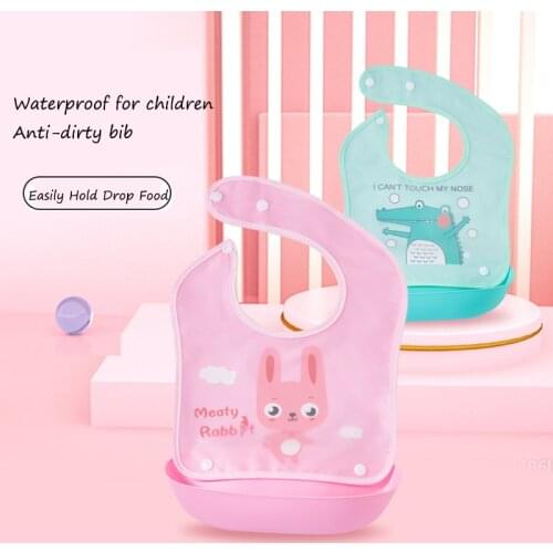 Baby Bibs Silicon Waterproof Feeding Meal Pocket for Children Fashion Cartoon Saliva Towels Child Supplies for Baby Boy and Girl