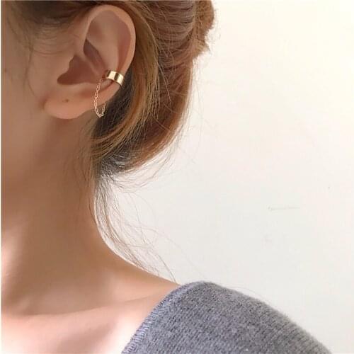 Simple Fashion Punk Style Chain Alloy Clip Ear Cuff Popular Jewelry Wholesale Earring Earless Hole Buckle Studs Female Earcuff