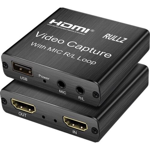 USB 2.0 4K Loop HDMI-compatible HD Video Capture Card Mic Input Audio 1080p Videocapture Game Live Streaming Box Recording Plate