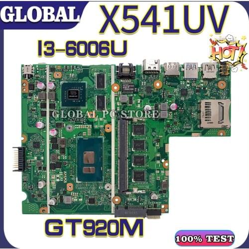 Motherboards X541UVK Laptop motherboard for ASUS X541UJ X541UV X541U F541U A541U 100% TEST original mainboard I3-6006U GT920M