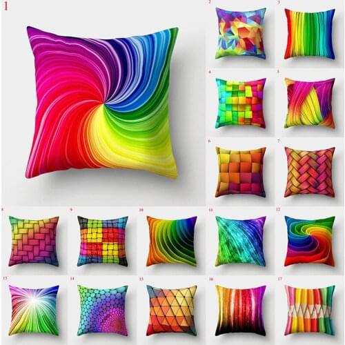 Soft Geometric Printing Home Supplies Pillow Cover Colorful Rainbow Color Decorative Pillow Cases Pillowcase Sofa Car Pillowslip