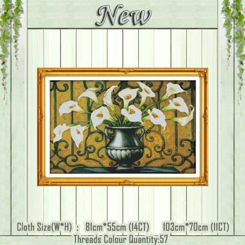 Calla flowers diy decor painting counted printed on the canvas DMC 11CT 14CT kits chinse Cross Stitch embroidery needlework Sets