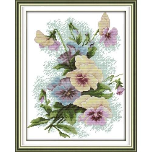 Pansy (2) cross stitch kit flower 14ct printed fabric canvas stitching embroidery DIY handmade needlework