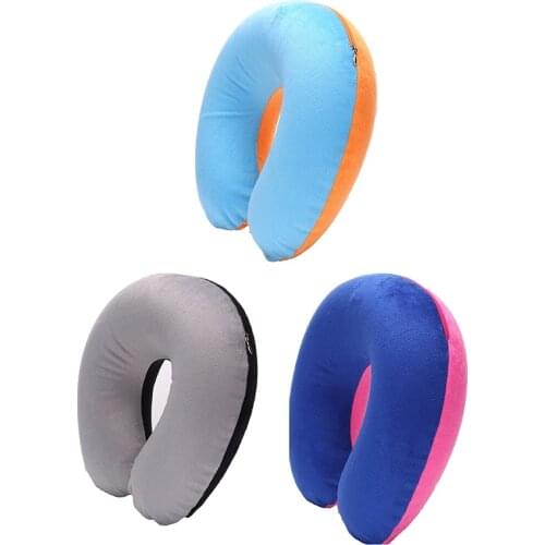 Pillow Cushion Neck Pillow Travel Pillow Neck Relieve Fatigue Travel Office Headrest U-Shape Inflatable PlushNeck Support