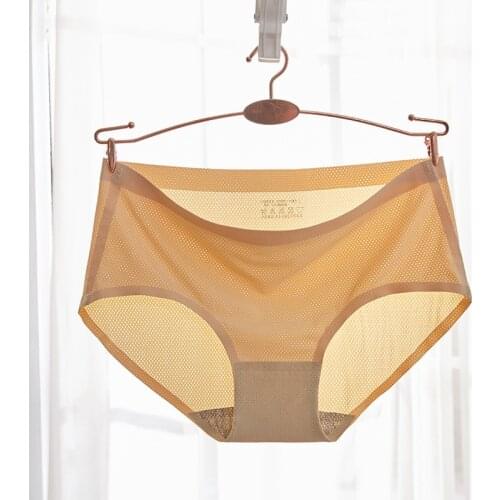 Panties Lingerie Underwear Women Breathable non-trace Ice Silk Female Pure Color Underwear Pants Skin-friendly Briefs YSM850