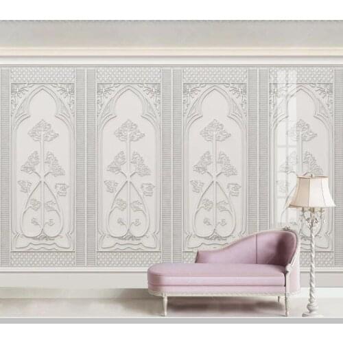 Papel de parede 3D European style plaster carved white decorative lattice wallpaper,living room tv wall bedroom kitchen mural
