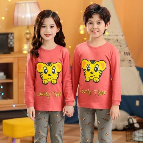 Teenage Boys Girls Pajamas Autumn Long Sleeve Childrens Clothing Sleepwear Cotton Pyjamas Sets For Kids 4 6 8 10 12 14 Years