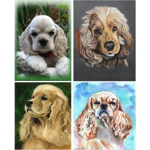 Full Square Circle Diy Diamond Painting British cocker spaniel Diamond Embroidery pet dog Cross Stitch rhinestones MosaicZP-3288