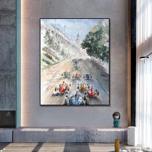 24 Hours Of Le Mans 1955Poster Print On Canvas Painting Nordic Poster Wall Art Picture For Living Noom Home Decoration Frameless