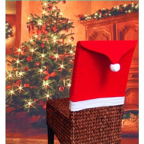 Christmas Red Santa Claus hat Chair Back Cover Xmas Home Party Holiday Decorations Home Dinner Table Decor New Year 2020