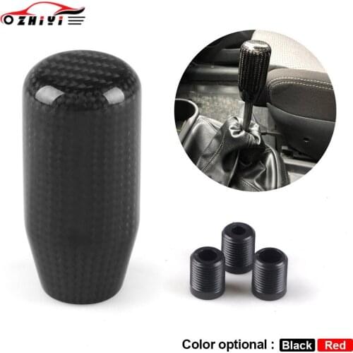 Real Carbon Fiber Cylinder Shape Shifter Knob Lever Universal Manual Transmission Gear Shift Knob Cover Car Accessories Black
