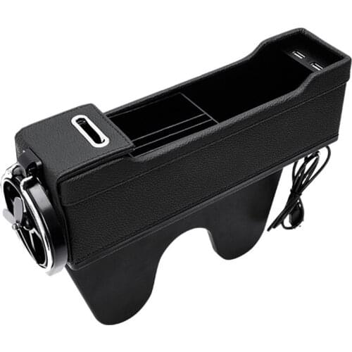 With USB Car Seat Side Organizer Pocket Between Seats Car Seat space Filler Storage Coin Collector Bottle Holder