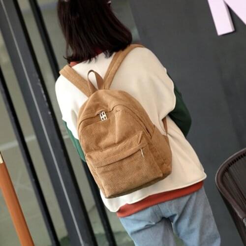 School Bags Female Mochila Bagpack Pack Corduroy Backpack Fashion Women School Backpack Pure Color Women Backpack Teenger Girl
