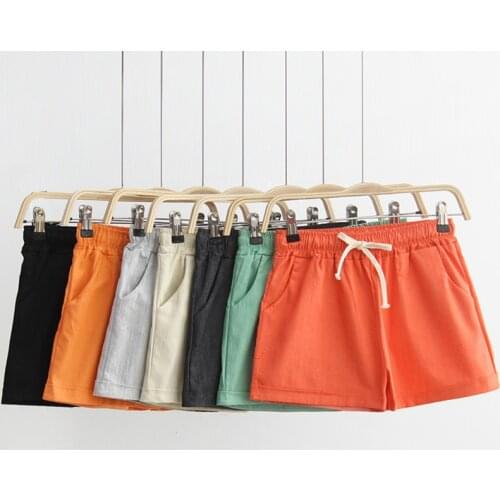 Womens Shorts Summer Casual Solid Color Drawstring Shorts Cotton And Linen High Waist Loose Shorts Casual Womens Shorts