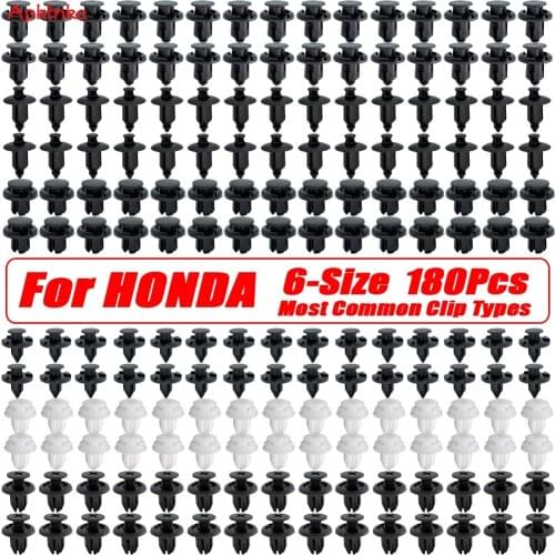 Apktnka 180X Push Pin Rivets Car Door Trim Panel Clips Bumper Grille Mud Flaps Fastener Retainer Kit For Honda Civic CR-V Screw