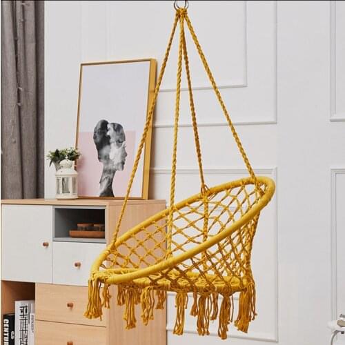 Nordic Cotton Rope Hammock Chair Handmade Knitted Indoor Outdoor Kids Swing Bed Adult Swinging Hanging Chair Hammock