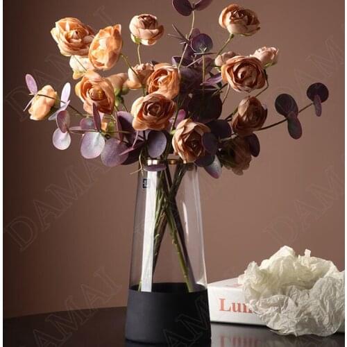 Golden Stroke Glass Vases Simplicity Living Room Desktop Flower Vase Hotel Front Desk Dried Flowers Organizer Home Decoration