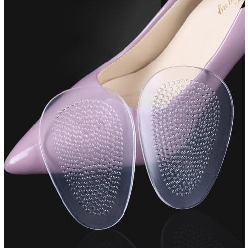 Insoles Ladies High Heel Shoe Insole Female Half Pad Reduces Friction Pain Silicone Forefoot Pad Anti-skid Foot Care Pads