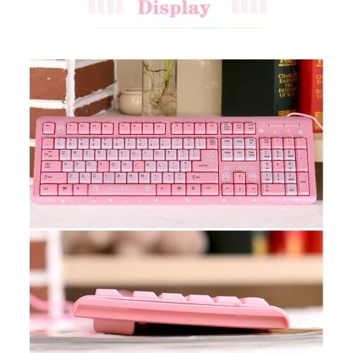 Pink KTCAT Keyboard USB Wired USB Keyboard For Desktop Notebook Girls