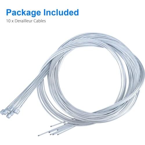 Bicycle Gear Cable, Set of 10 Gear Cables for Most Bikes, Stainless Steel