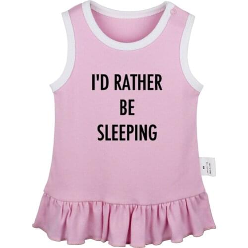 Funny Quotes I D Rather Be Sleeping Teen Wolf Newborn Baby Girls Dresses Toddler Sleeveless Dress Infant Cotton Clothes