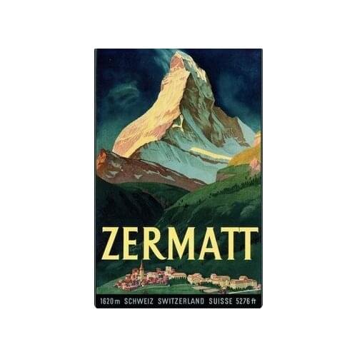 Zermatt Switzerland Swiss Alps Landscape Tour Travel Retro Poster Canvas Painting DIY Wall Paper Posters Home Decor Gift
