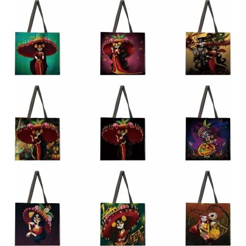 Makeup Lady Woman Fashion Multifunctional Ladies Handbag Foldable Reusable Casual Canvas Shopping Bag Printed Tote Bag