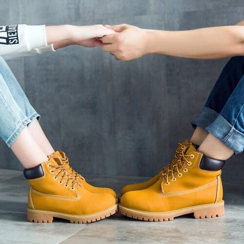 Mountaineering Lady Plus Size Boots British Style Couples High-top Tooling Boots Thick-soled Mens Martin Boots Men Shoes 34-44