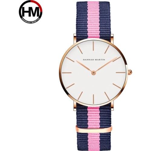 Classic Rose Red Dark Blue Nylon Strap Japan Quartz Movement Fashion Casual Wrist Watch Fabric thin Canvas Wristwatch For Women