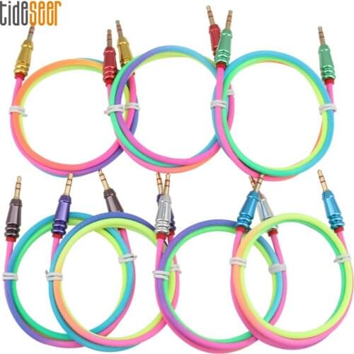 1m Colorful Aux Cable 3.5mm Male to Male Jack Car Audio Cables Gold Plated Plug Line Cord for iPhone Headphone Speaker 300pcs