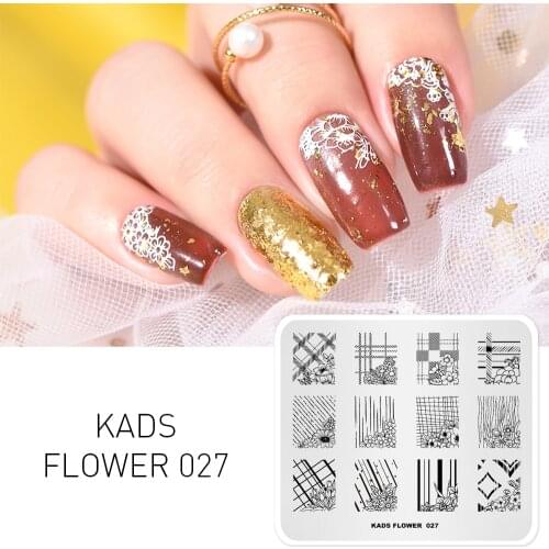 1pc Nail Art Stamping Plates Flower Image Templates Stamp Nail Plates Lattice Flower Patterns Fingernail Art Printing Stencil