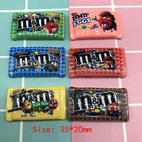 10pcs Kawaii Cartoon Flatback Resin Cabochon Simulation M Bean Candy DIY Scrapbook Craft Fit Phone Deco Part Accessories 35*20mm