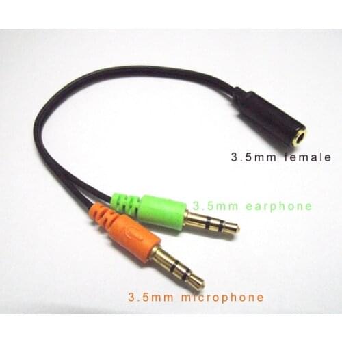 10pcs/lot 3.5 mm Headphone & Mic Combine 1 one Female to 2 Male Y Splitter Earphone Headphone Microphone Speak Audio Cable