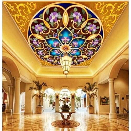 Beibehang Customized 3d photo wallpaper ceiling murals 3d European large villa frescoes wall paper room decoration