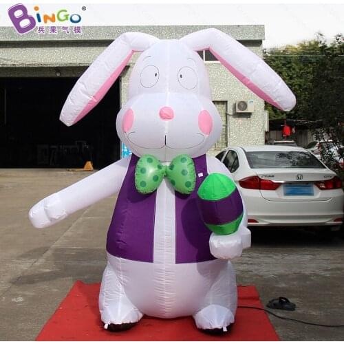 Free shipping 2.4 M inflatable Easter bunny with egg for carnival decoration Easter rabbit with egg toy balloon for Easter party