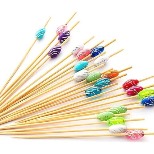Free Shipping Party Wedding Supplies Disposable 120mm Cocktail Olive Bamboo Pick Fruit Skewer in Assorted Color, 100/Pack