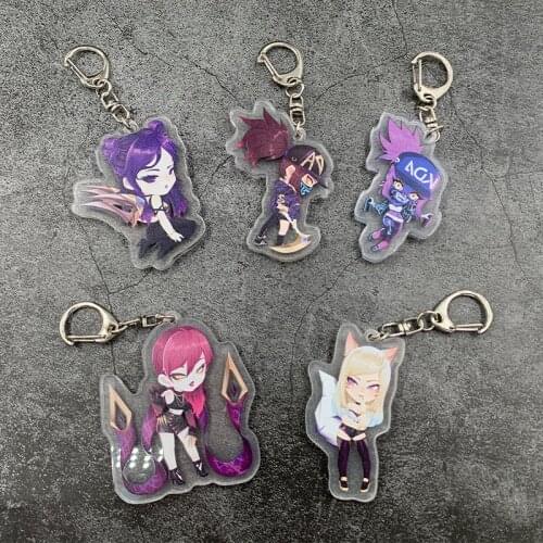 Game DIOCOS LoL KDA Cartoon Acrylic Keychain Girl Group COS Pendant Kaisha Evelyn Akali Double-sided Keychain Jewelry Pendant