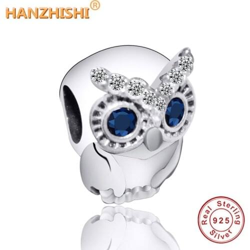 2020 Spring 925 Sterling Silver Sparkling Owl Charm Bead Fit Original pandora Charm Bracelet Necklace Bangle DIY Jewelry Making