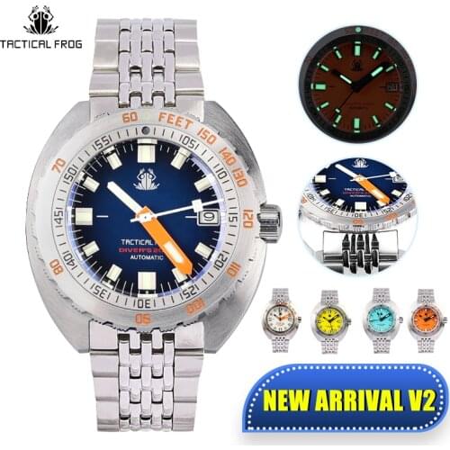 Tactical Frog SUB 300T Men Diver Watches Stainless Steel 20ATM Water Resistance NH35A Movement Automatic Mechanical Luxury Brand