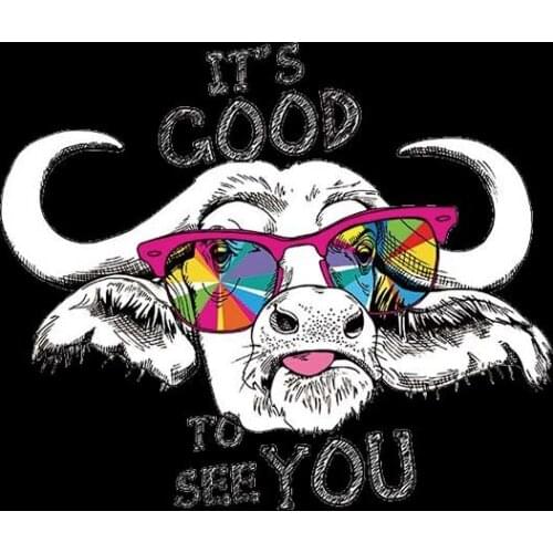 Cartoon Animal Color Sunglasses wild yak Heat Transfer Iron On Patches For DIY Clothes T-Shirt Thermal Stickers Decoration